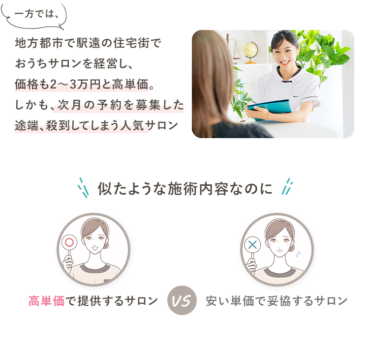 似たような施術内容なのに高単価で提供するサロンVS安い単価で妥協するサロン